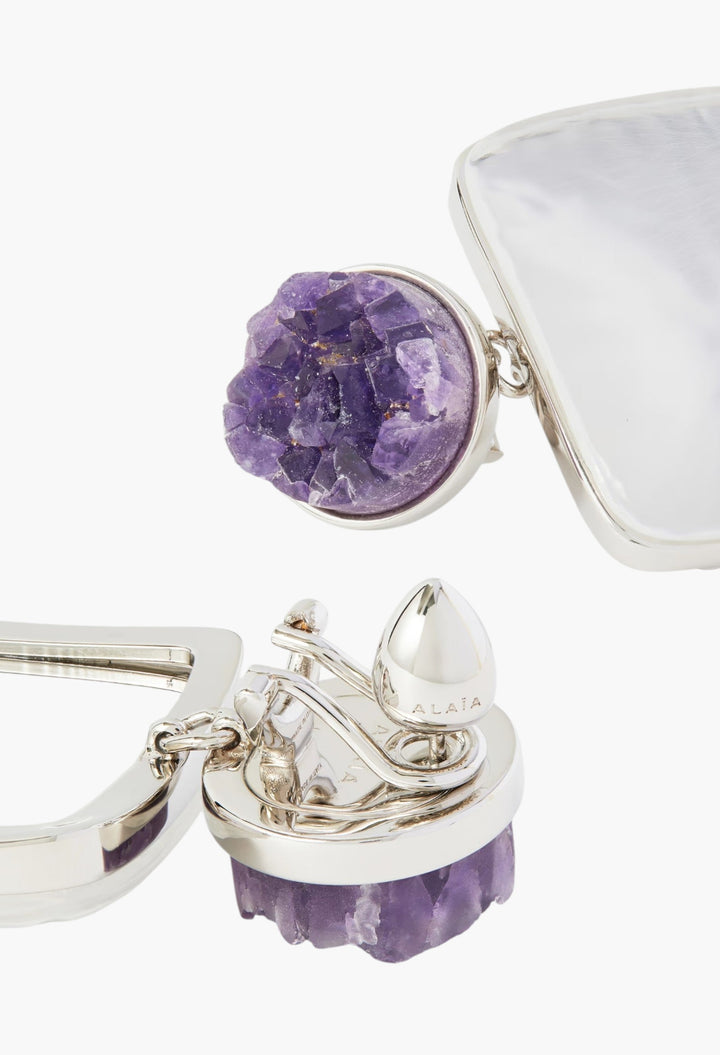 Silver-Tone, Amethyst And Plexiglass Earrings - GLAM MODA