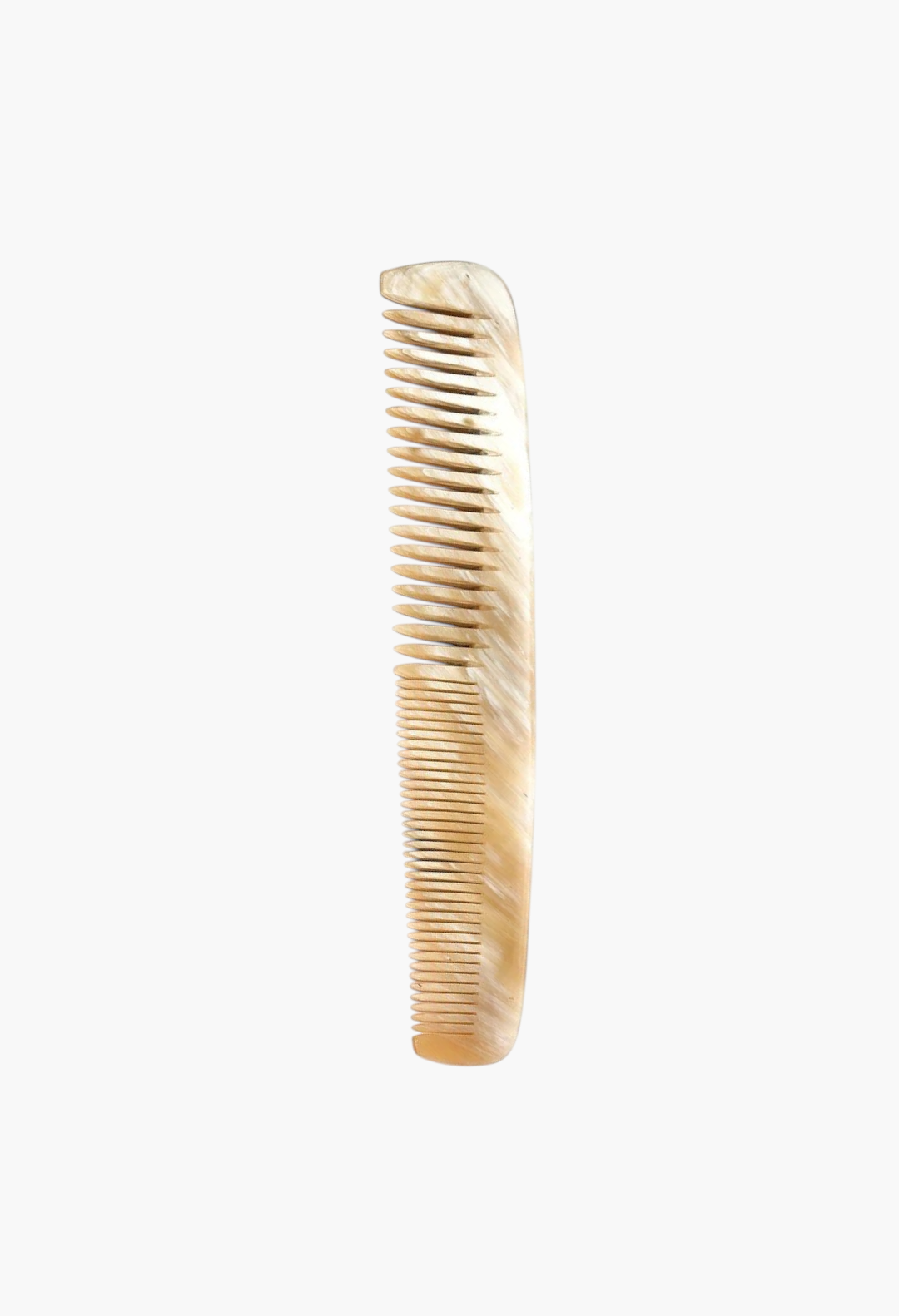 GLAM MODA Abbeyhorn 150mm pocket comb made from natural horn with unique cream and brown marbled patterns