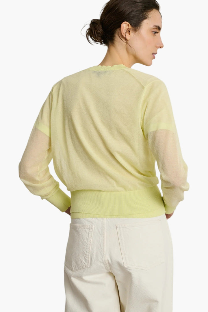 Acid Yellow - Etretat Cardigan  Sheer Knit Cardigan - GLAM MODA