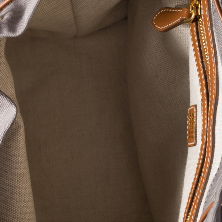 Aluminum/Brandy - Canvas And Leather Backpack - GLAM MODA