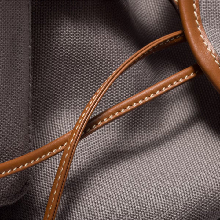 Aluminum/Brandy - Canvas And Leather Backpack - GLAM MODA