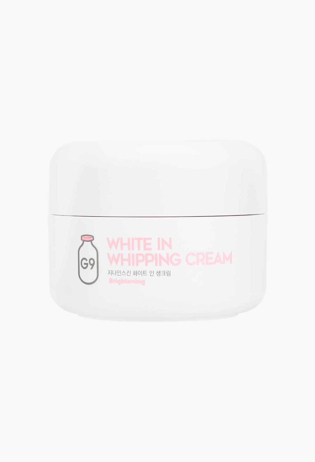 GLAM MODA G9 Skin White in Whipping Cream brightening face cream in a white jar with pink text