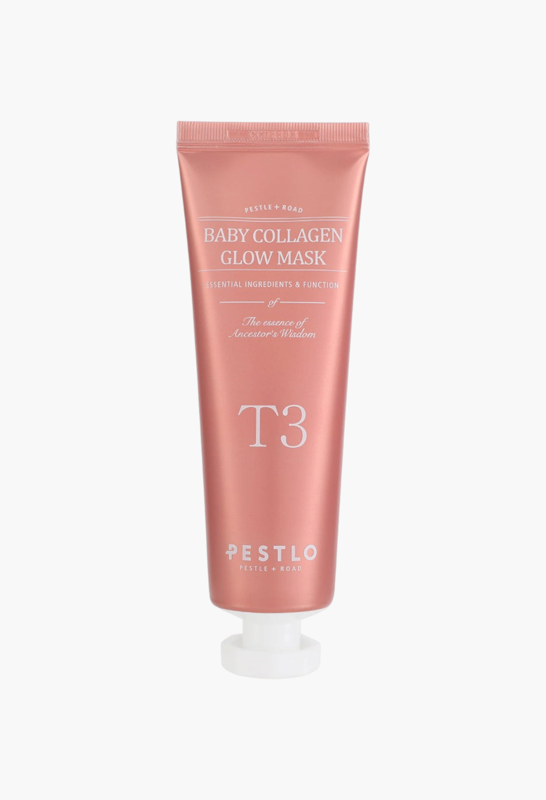 GLAM MODA Pestlo T3 Baby Collagen Glow Mask in a metallic rose gold squeeze tube for facial skincare