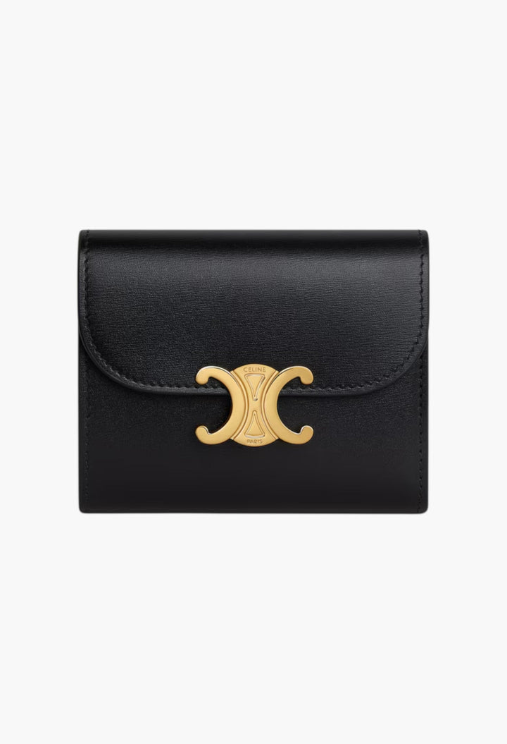 Small Flap Wallet Triomphe In Shiny Calfskin - GLAM MODA