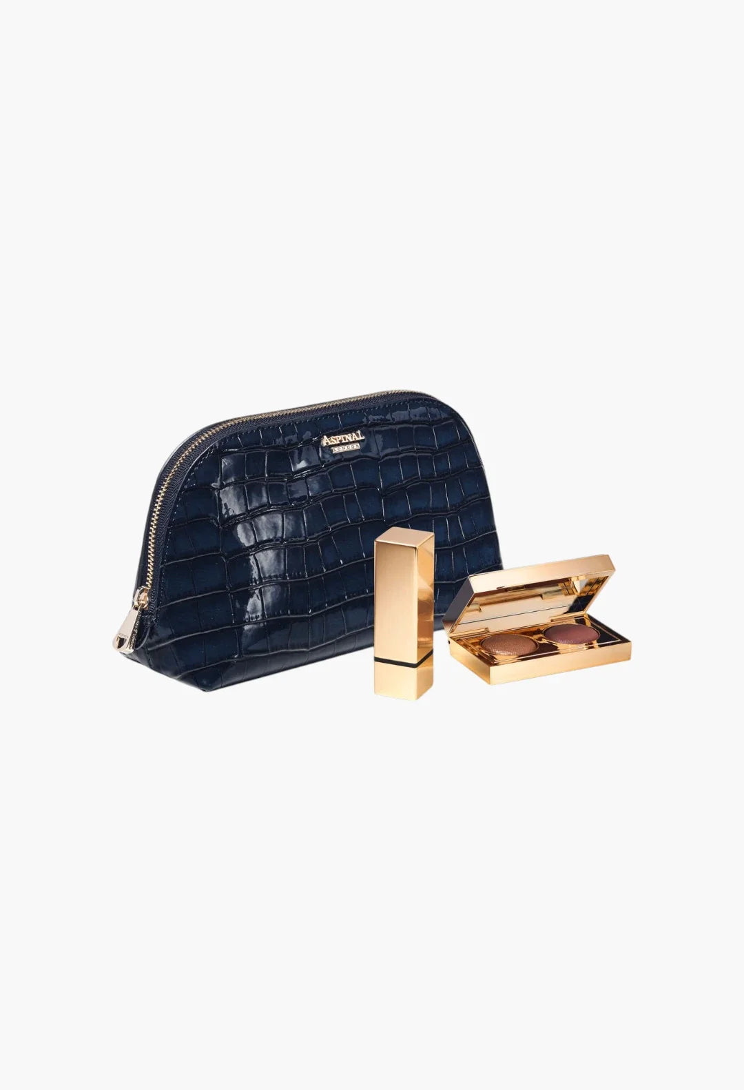Classic Faux Croc-Embossed Make-Up Case