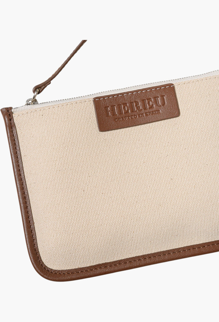 Beige / Chestnut - Calella Leather-Trimmed Organic Cotton Tote Bag - GLAM MODA