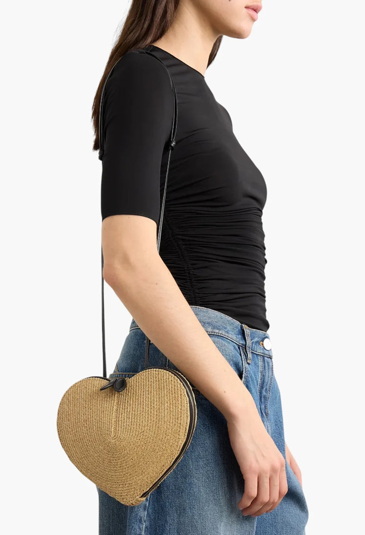 Le Coeur suede and leather shoulder bag