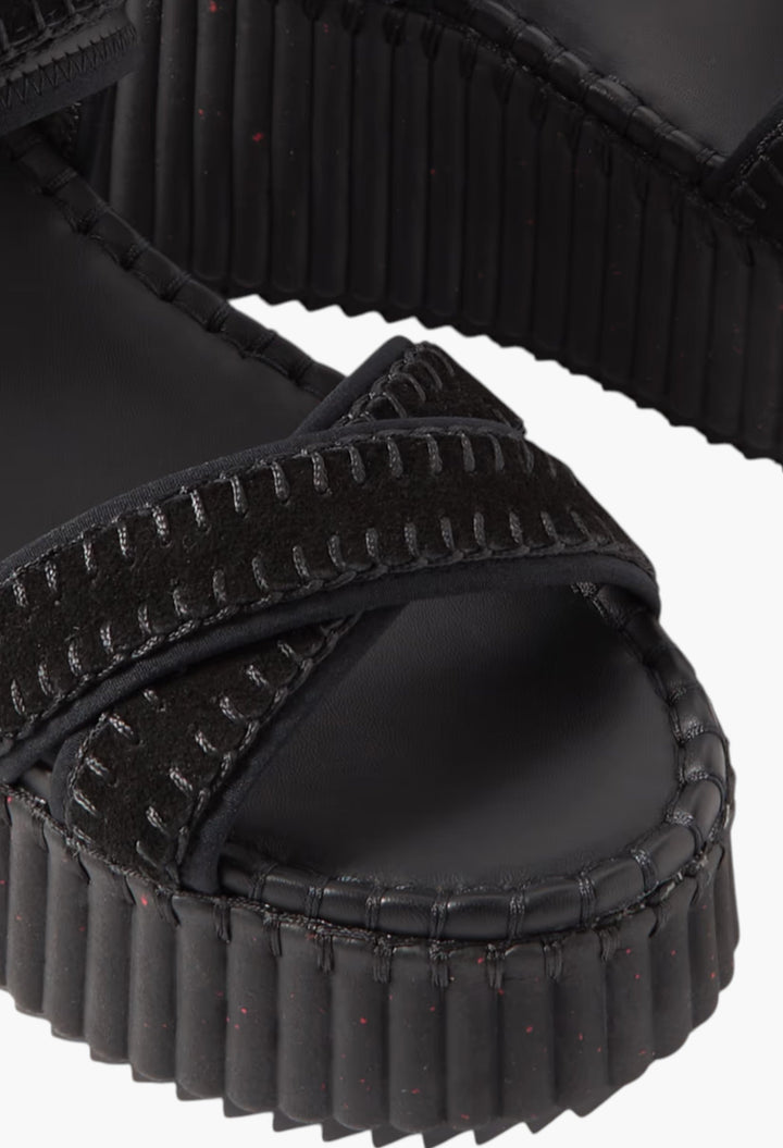 Black + NET SUSTAIN Nama Suede And Leather Platform Sandals - GLAM MODA