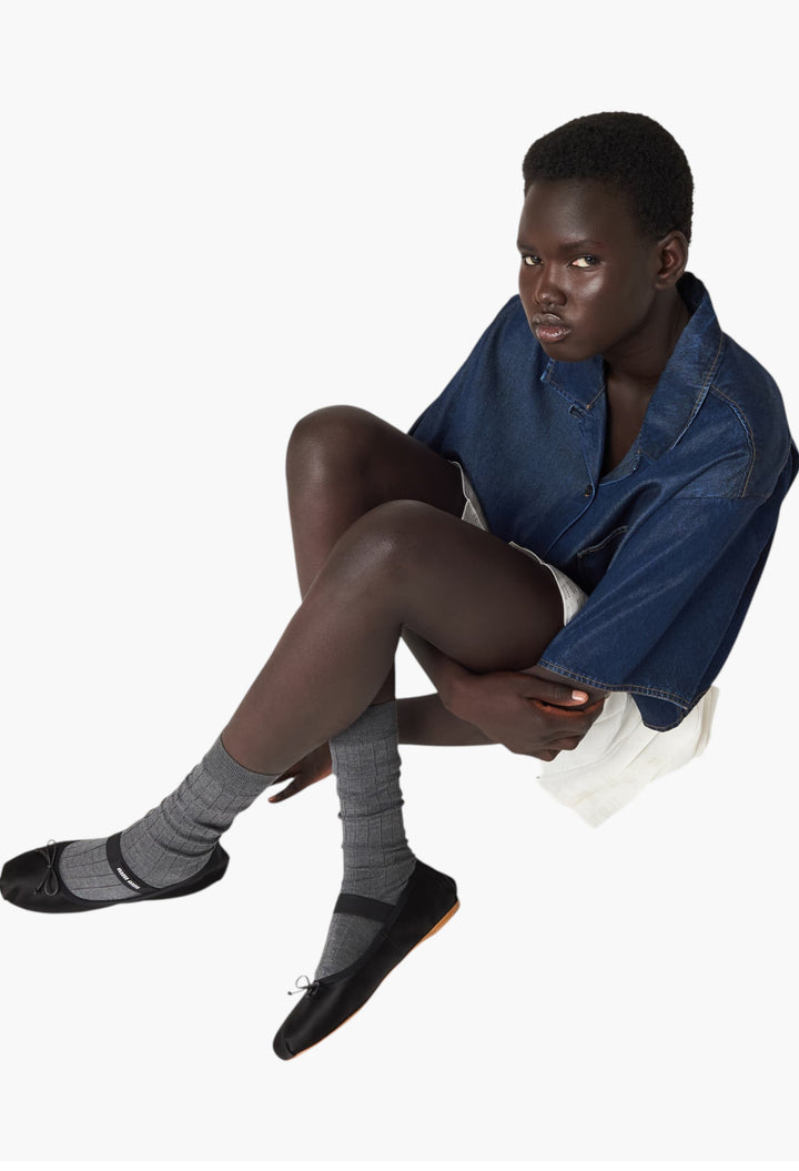 Black - Satin Ballerinas - GLAM MODA