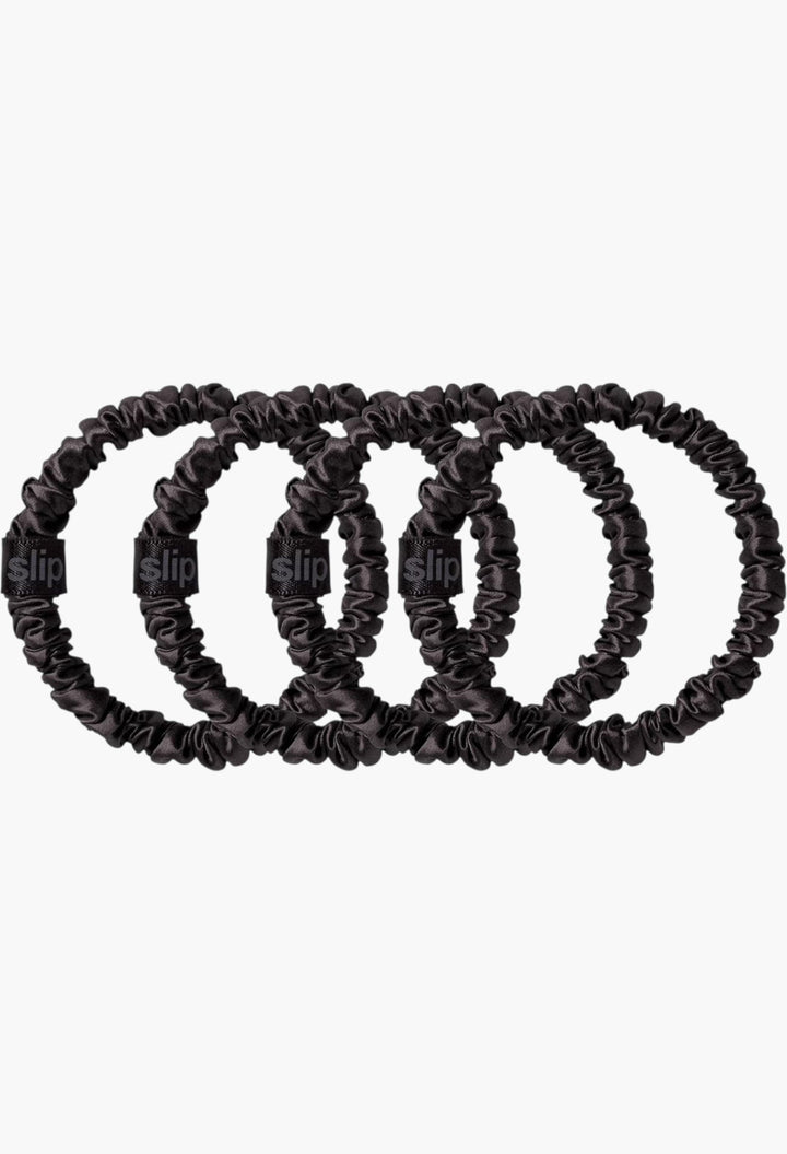 Black - Slip Pure Silk Skinny Scrunchies - GLAM MODA