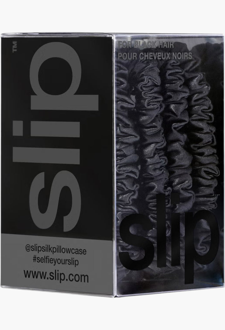 Black - Slip Pure Silk Skinny Scrunchies - GLAM MODA