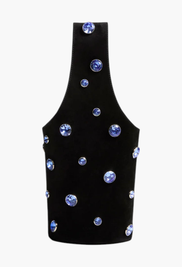Black Suede with Midnight Crystals -  Livia Bag - GLAM MODA