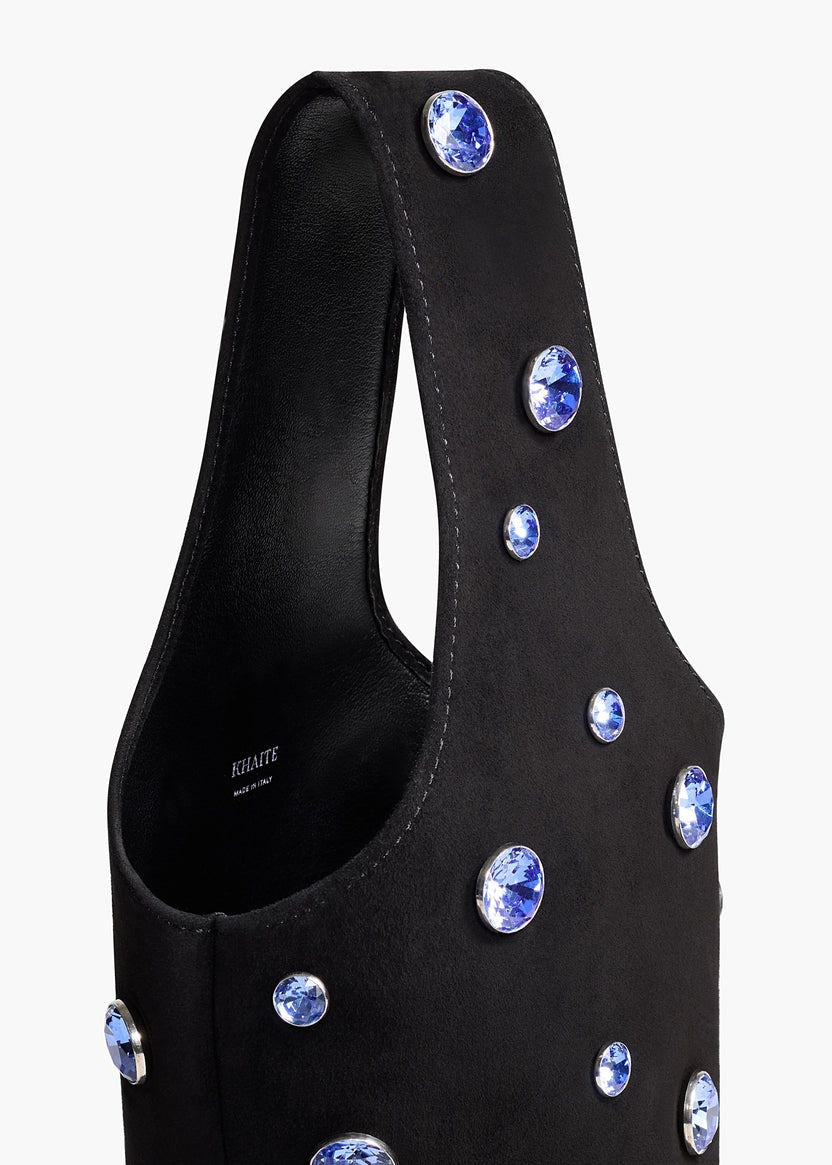 Black Suede with Midnight Crystals -  Livia Bag - GLAM MODA