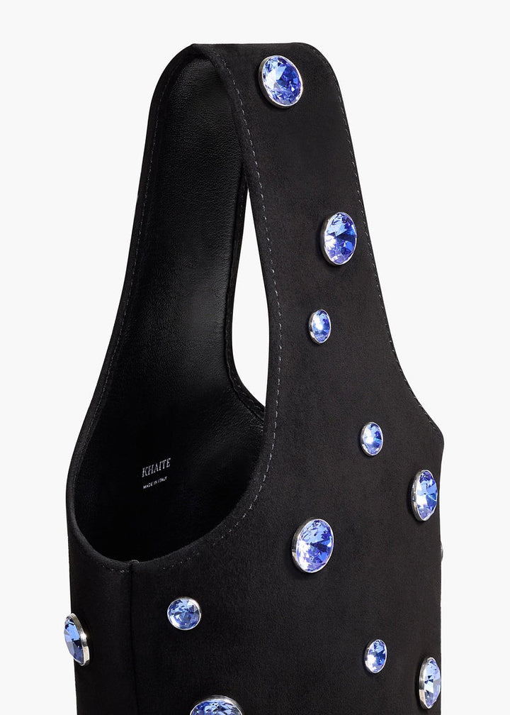 Black Suede with Midnight Crystals -  Livia Bag - GLAM MODA