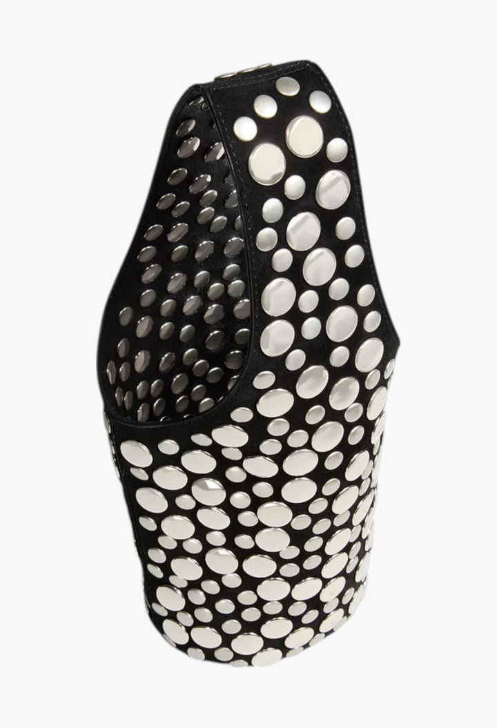 Black Suede with Silver Studs -  Livia Bag - GLAM MODA