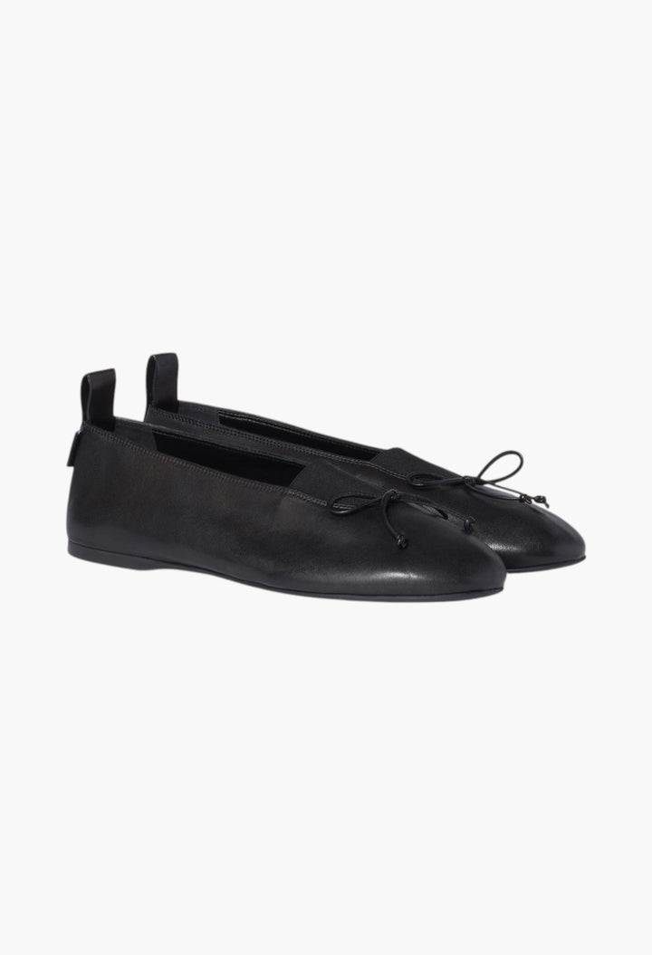 Black - Élan Nappa Leather Ballerinas - GLAM MODA