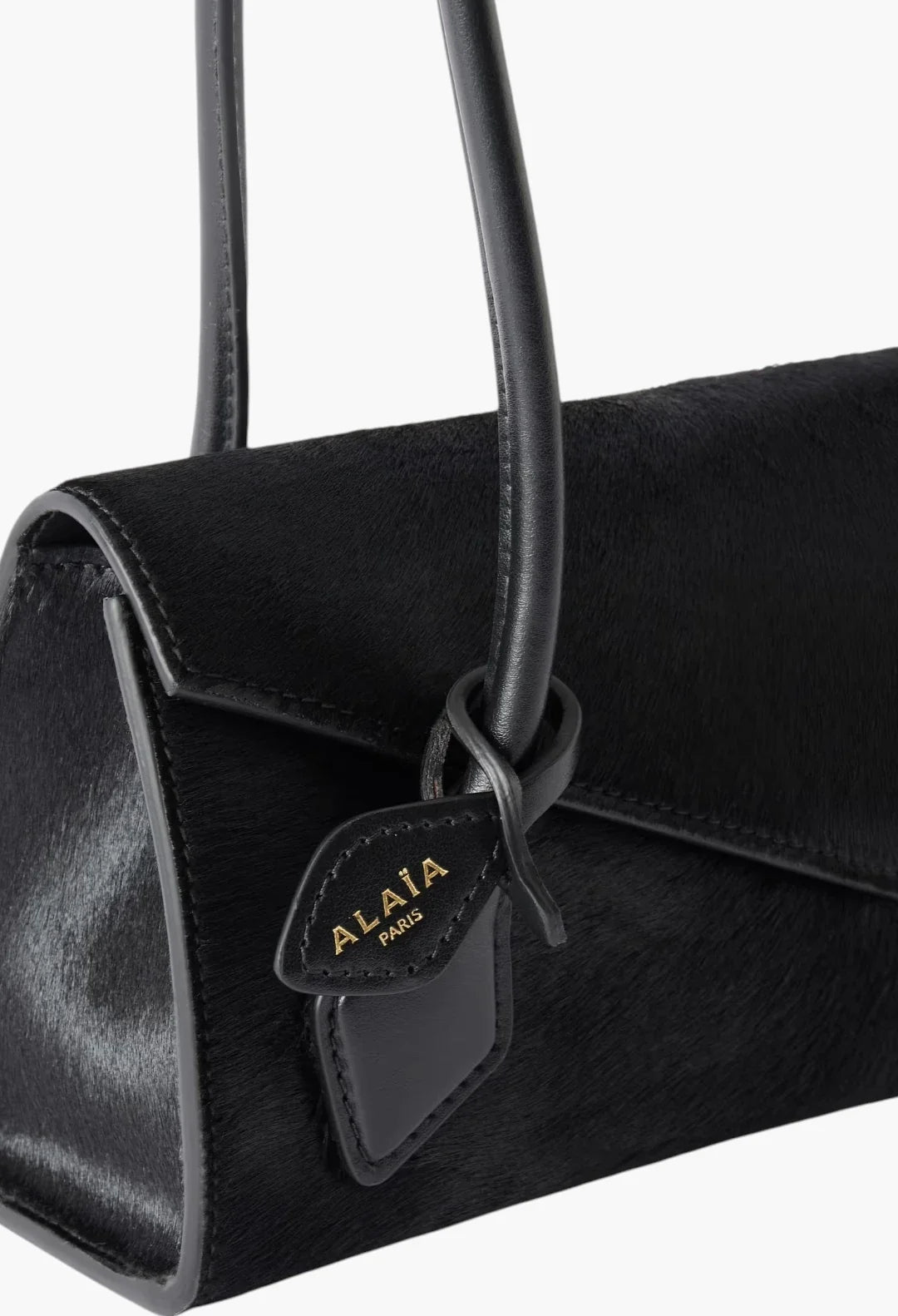 Le Teckel Flap Small calf hair leather-trimmed shoulder bag