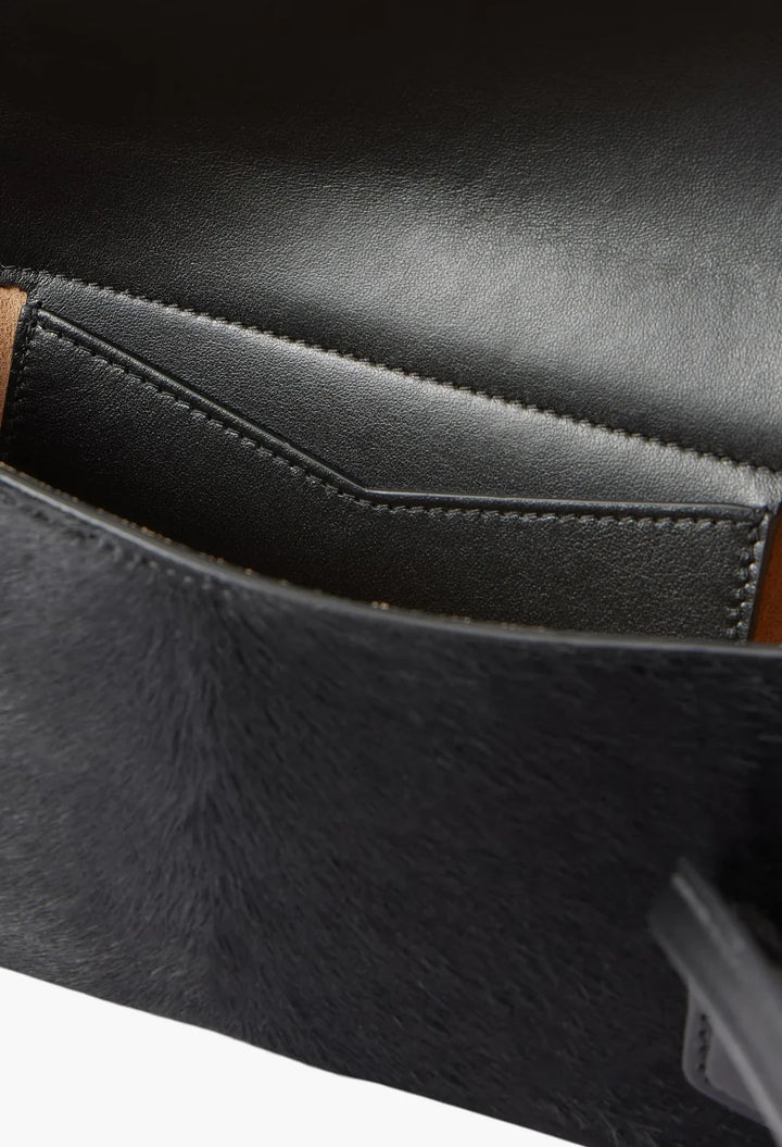 Le Teckel Flap Small calf hair leather-trimmed shoulder bag