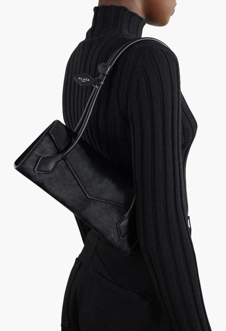 Le Teckel Flap Small calf hair leather-trimmed shoulder bag