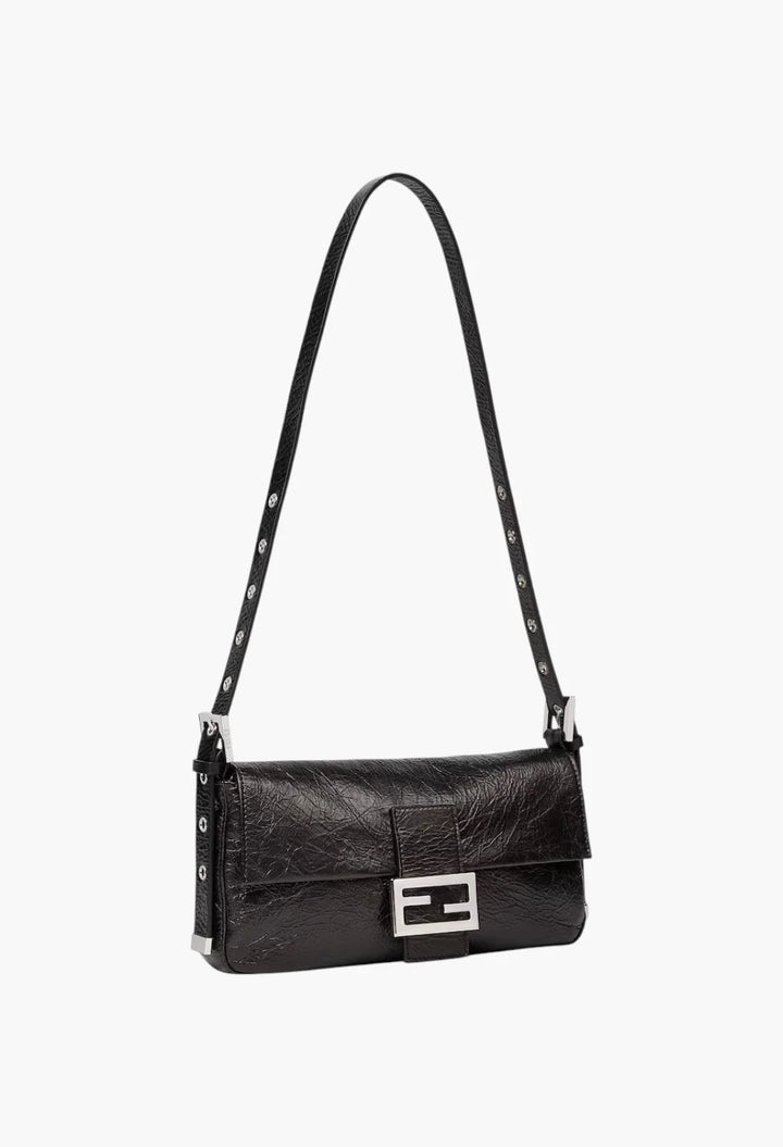 Baguette® 26424 Crackled black leather bag