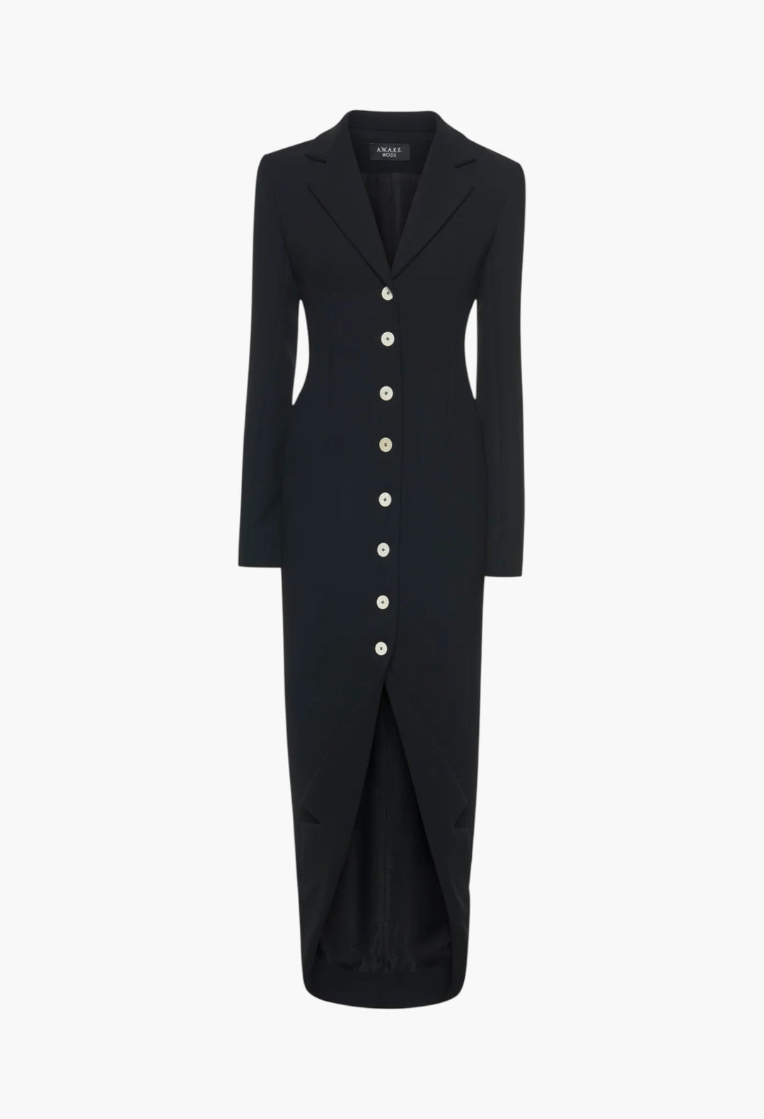Tailored Shirt Dress With Jacket Collar At Hem Black - GLAM MODA