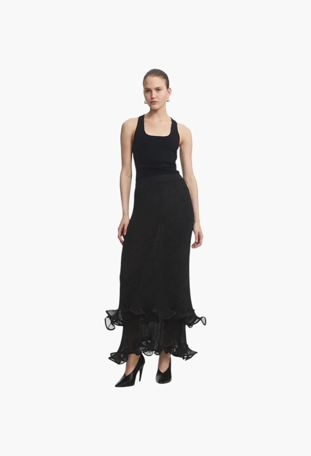 Agata Ruffle Knit Midi Skirt
