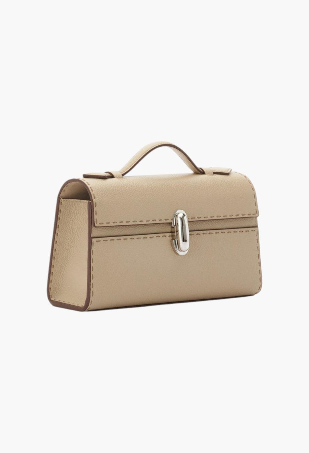 Bone Grained Leather W/ Hand Stitch - Symmetry Pochette - GLAM MODA