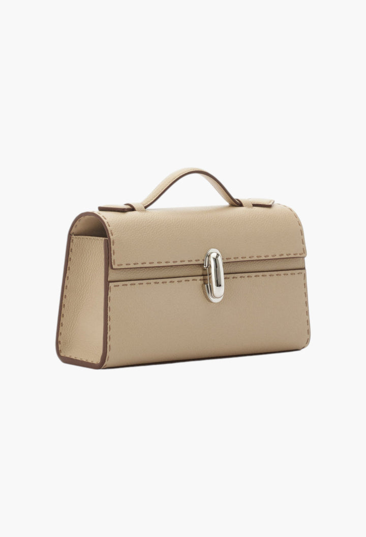 Bone Grained Leather W/ Hand Stitch - Symmetry Pochette - GLAM MODA