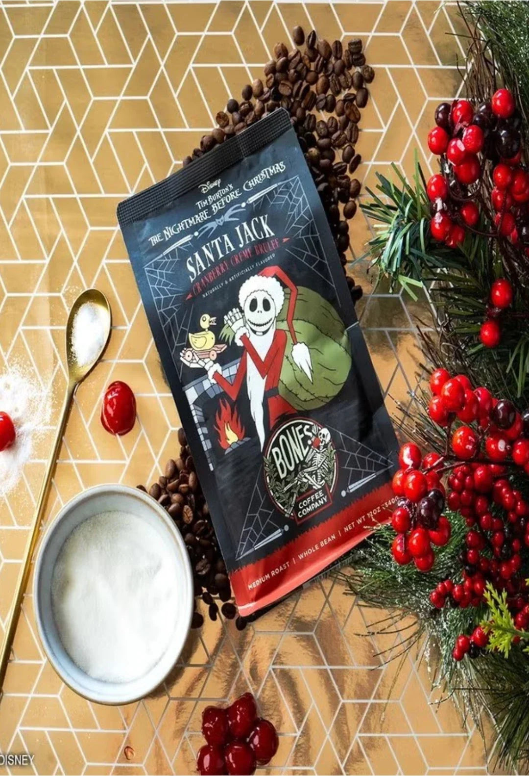 Bones Coffee Company The Nightmare Before Christmas Santa Jack Flavored Coffee Beans
