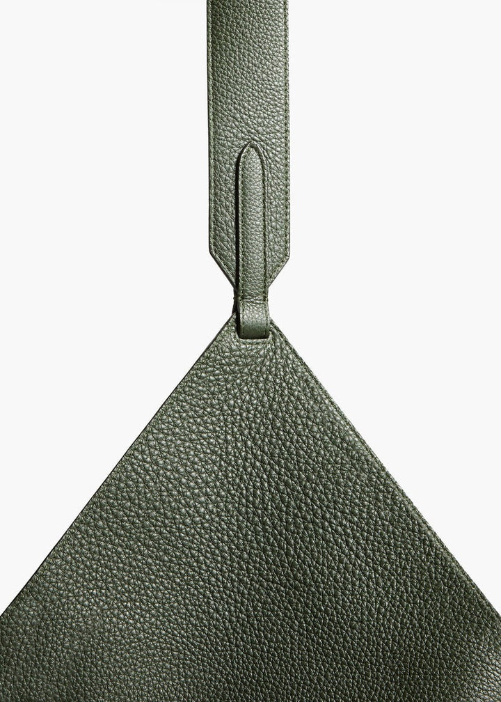 Bottle Green Pebbled Leather - Small Lotus Tote - GLAM MODA