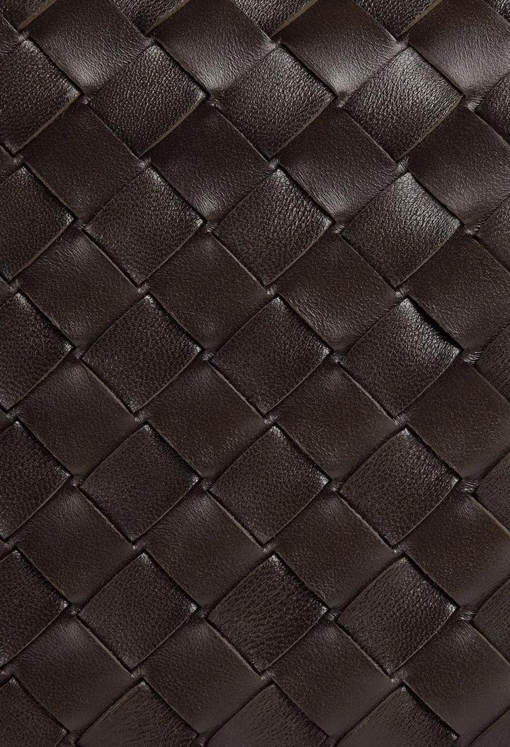 Brown - Large Campana Shoulder Bag in Intrecciato Leather - GLAM MODA