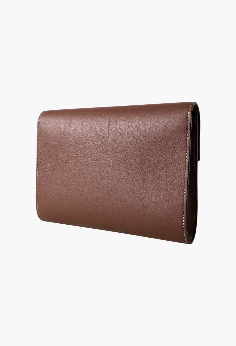 Brown - Large Leather Clutch - GLAM MODA