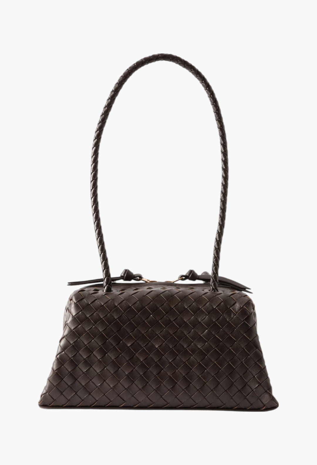Brown - Tokyo Intrecciato Leather Shoulder Bag - GLAM MODA