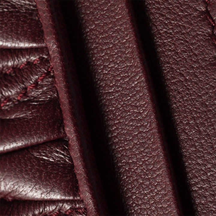 Burgundy - Matelassé Nappa Leather Card Holder - GLAM MODA