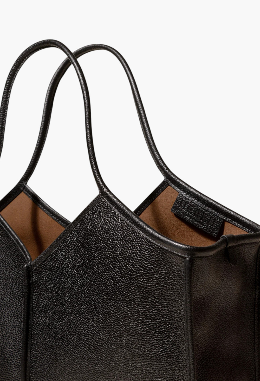 Calella Squared Medium Grainy - Leather Trimmed Tote Bag - GLAM MODA