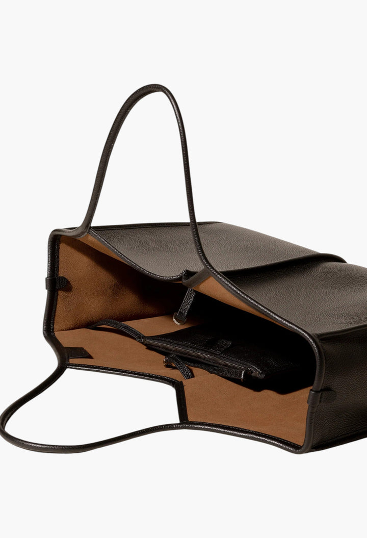 Calella Squared Medium Grainy - Leather Trimmed Tote Bag - GLAM MODA