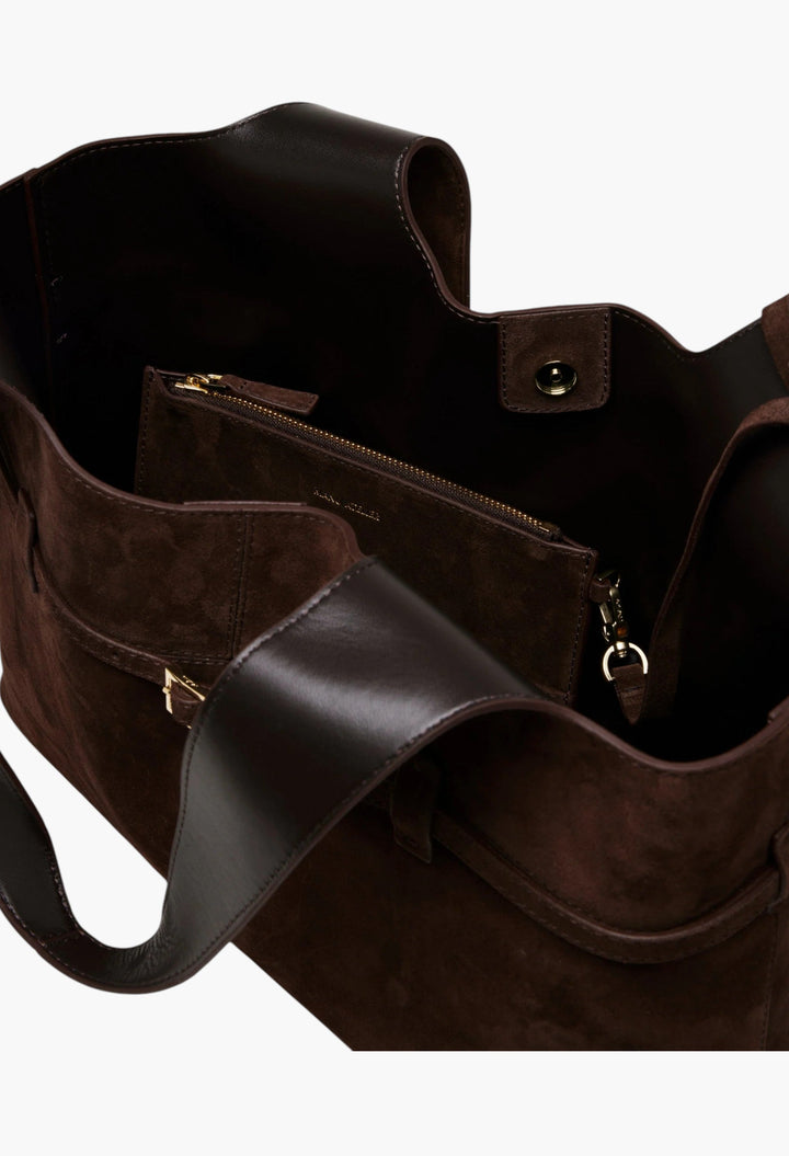 Cambon Cabas Deep Brown Suede - GLAM MODA