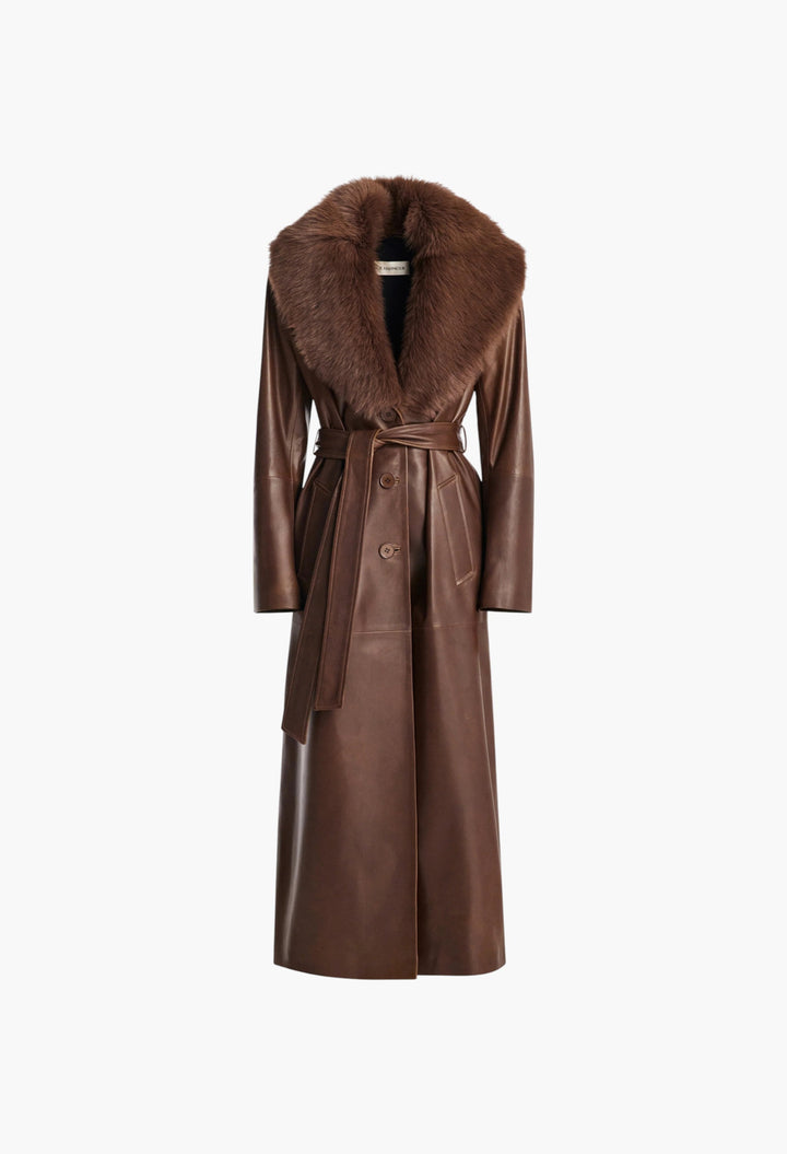Dakota Glamorous Leather Coat - GLAM MODA