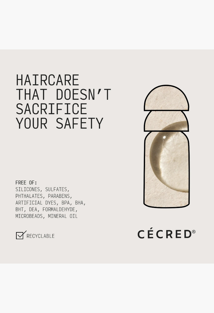 GLAM MODA Cécred Heat Activated Silk Glaze bottle graphic with clean ingredient list and recyclable packaging icon