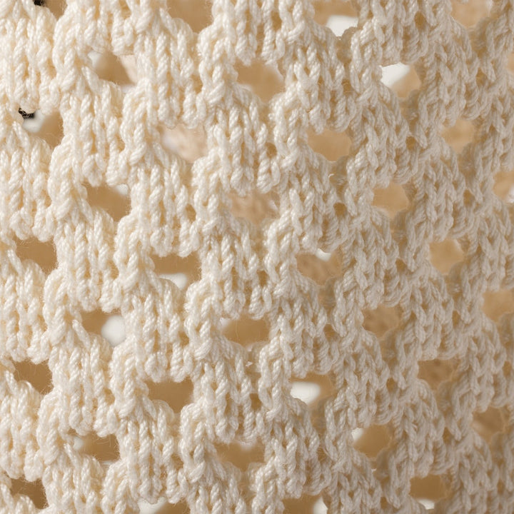 Chalk White/Black - IVY Cotton Mesh Tote Bag - GLAM MODA