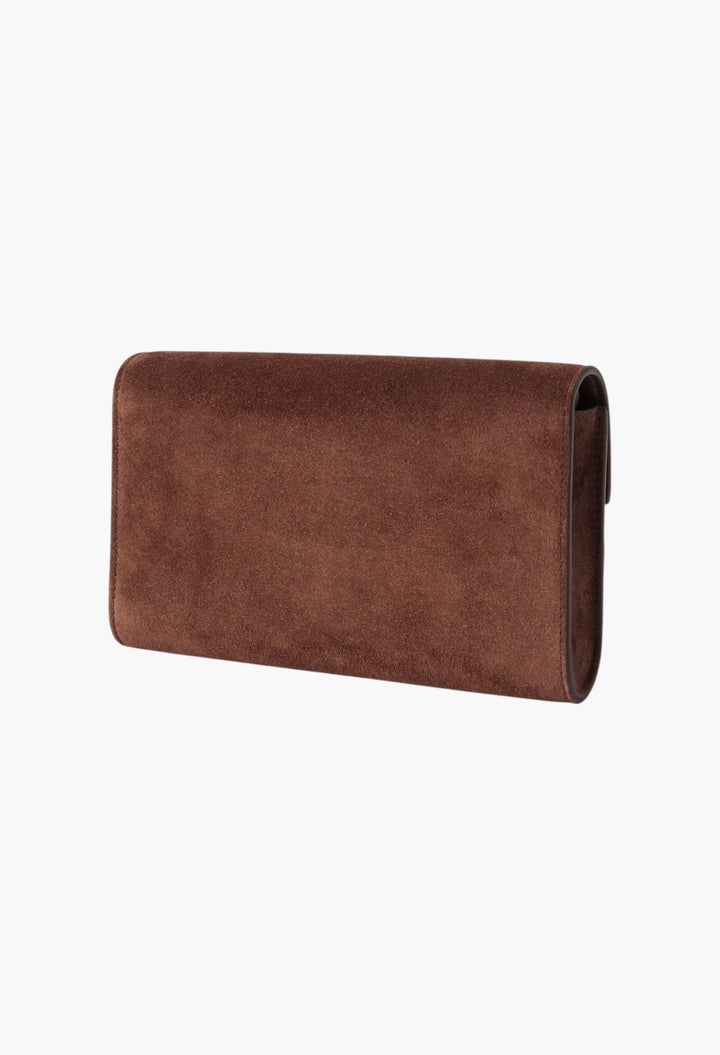 Chocolate - Symmetry 19 Suede Shoulder Bag - GLAM MODA