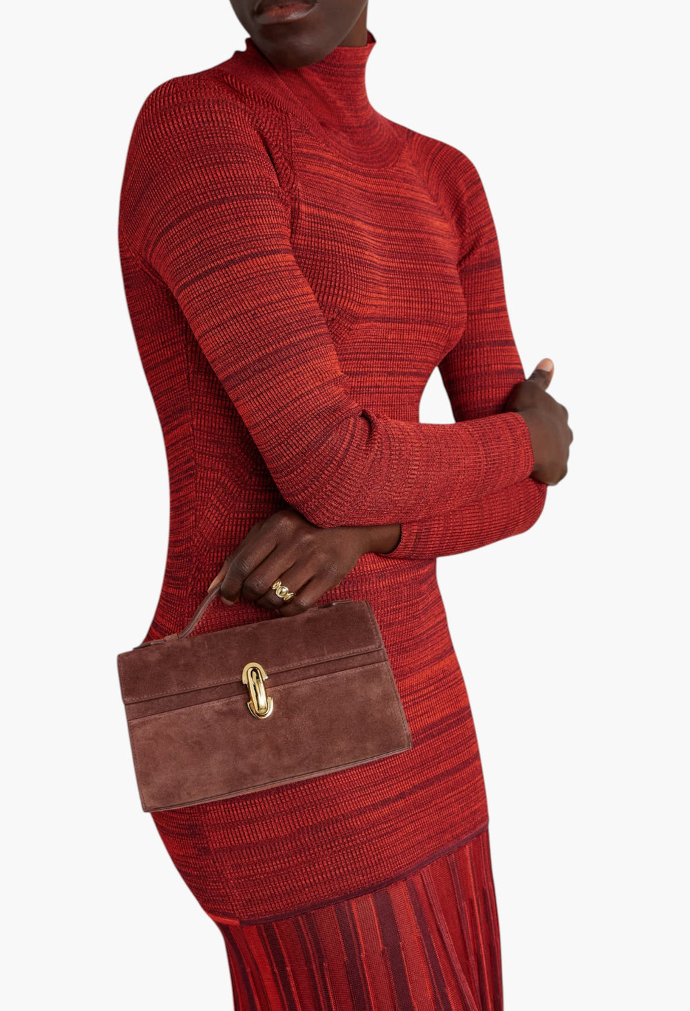 Chocolate - Symmetry Pochette Suede Tote - GLAM MODA