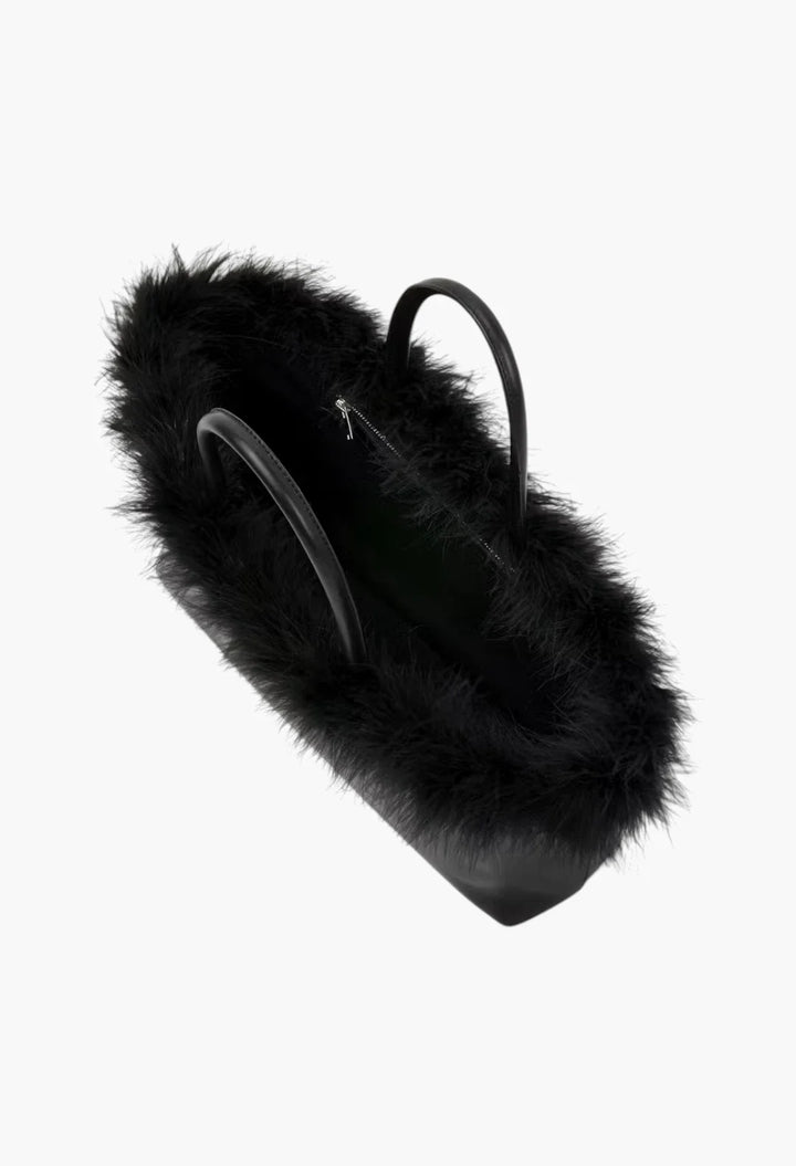 Shopper with Feathers Black