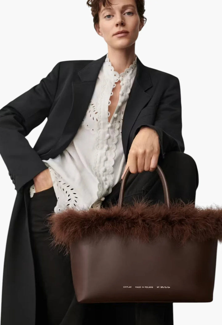 Shopper with Feathers Black