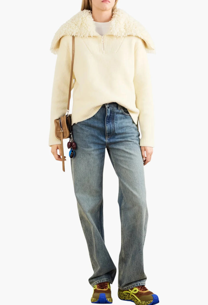 Logo-embroidered wool-blend sweater