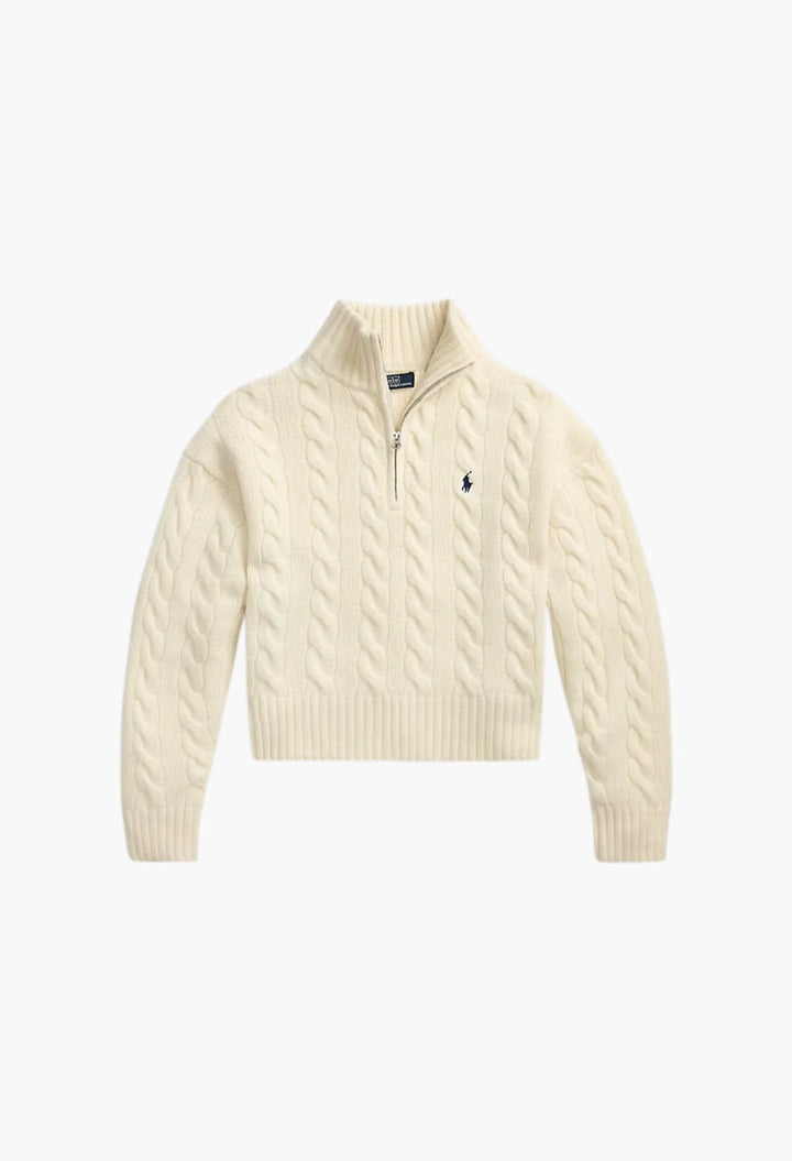 Cable Wool-Cashmere Half-Zip Jumper
