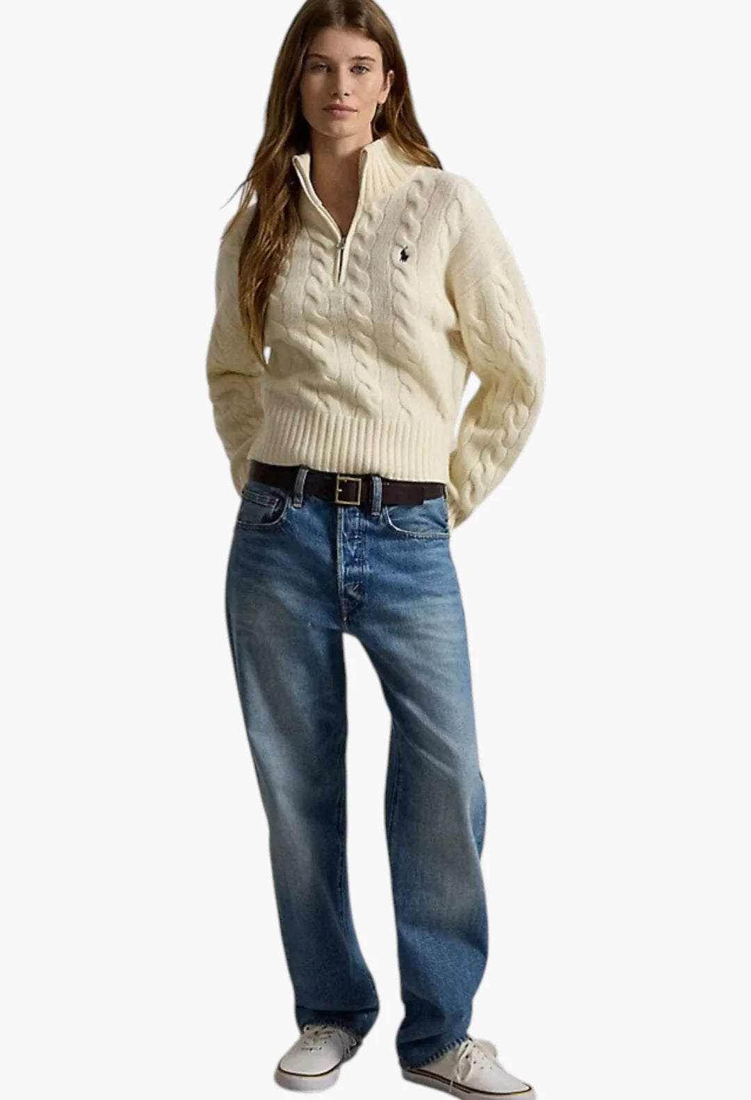 Cable Wool-Cashmere Half-Zip Jumper