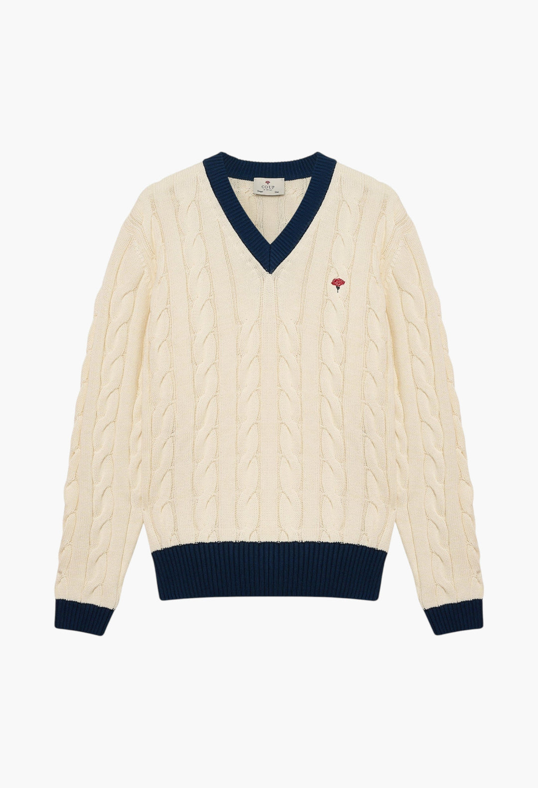 Coup Cardigan -  Off White/ Navy Blue Rib - GLAM MODA