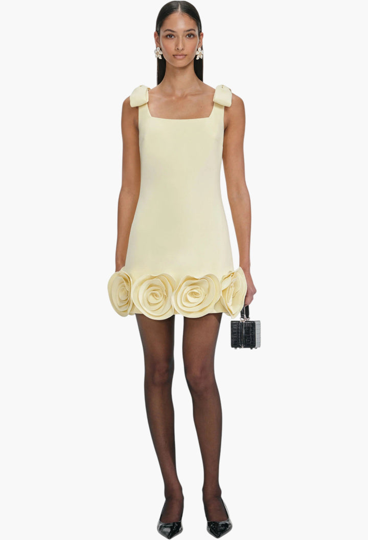 Crepe 3d Flower Mini Dress - GLAM MODA