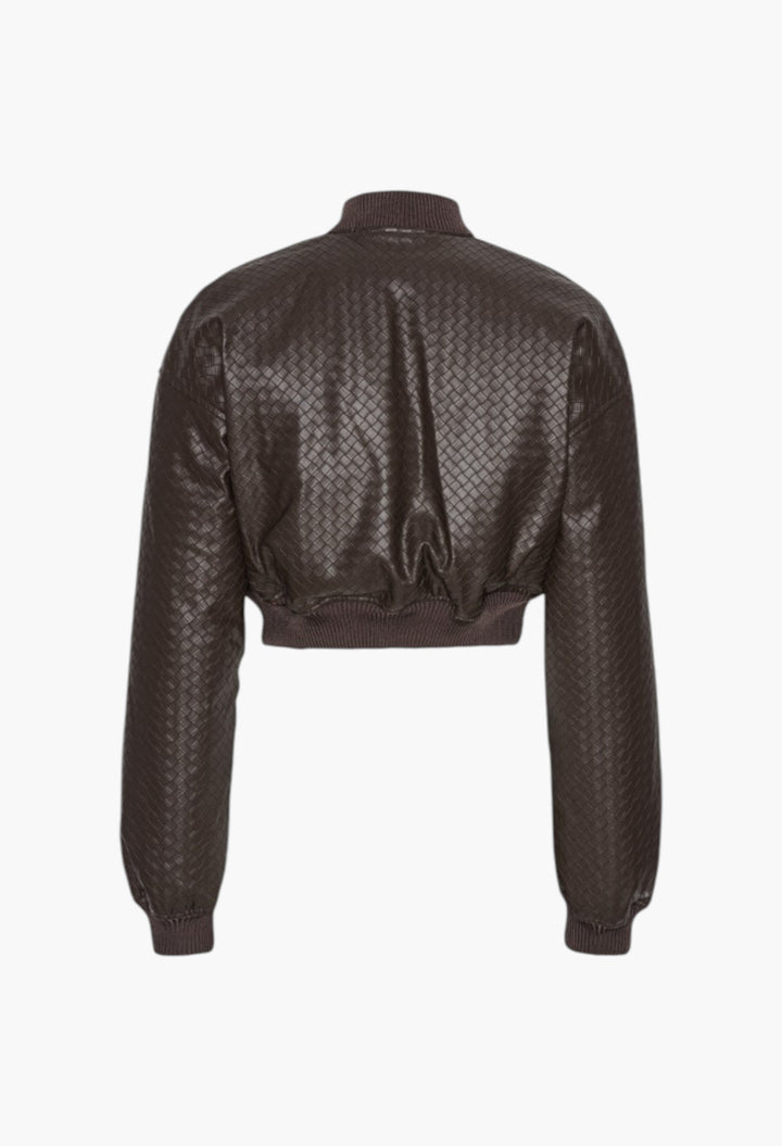 Cropped Puffer Jacket Dark Brown - GLAM MODA